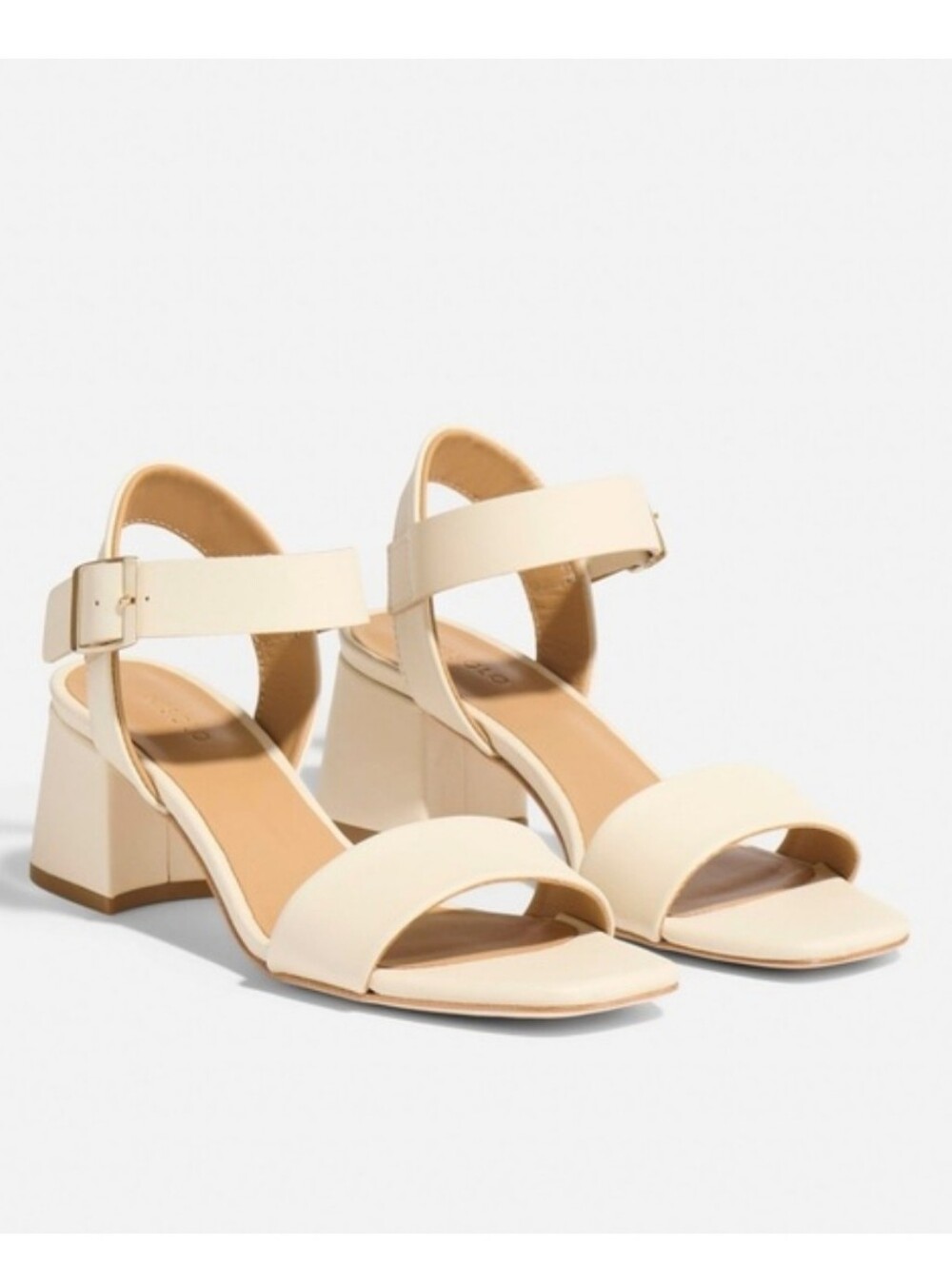 NISOLO BONE Stella Go To Leather Block Heel Ankle-Strap Sandals